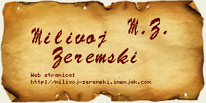 Milivoj Zeremski vizit kartica